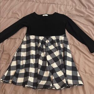 Stylish Black and White Checkered Kids Dress